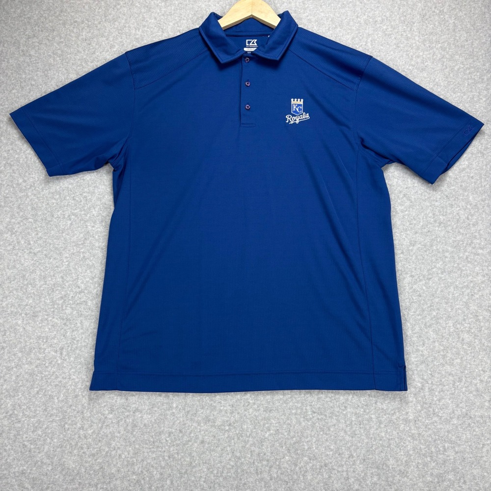 Cutter & Buck Polo Shirt Mens XL Blue KC Royals MLB Performance Golf Sporty‎ Fan